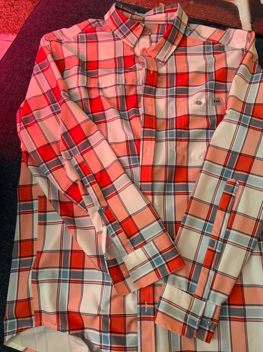Field & Stream Men's Long Sleeve Vented Performance Plaid Fishing Shirt